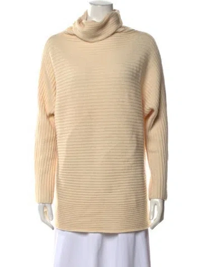 Pre-owned Halston Wool Turtleneck Sweater In Neutrals