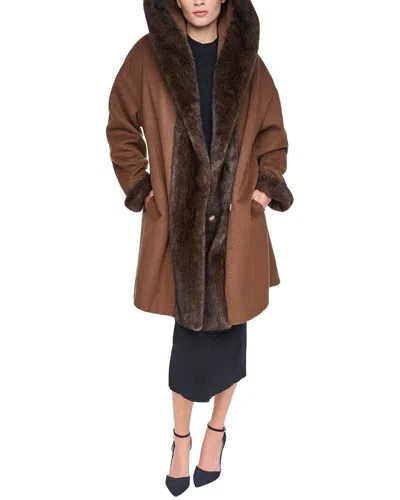 Halston Wool-blend Down Puffer Coat In Brown