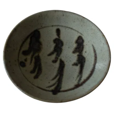 Pre-owned Hamada Shoji Authentic Shoji Hamada Pottery Plate, Japan, Mid-20th Century, Wabi Sabi In Black