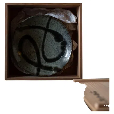 Pre-owned Hamada Shoji Shoji Hamada, Japanese Pottery Plate, Signed Tomobako, Mid-20th Century, Japan In Black