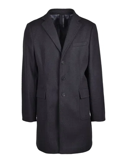 Hamaki-ho Grey  Polyester Lined Coat With Classic Tailored Design In Black