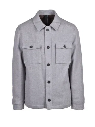 Hamaki-ho Mid-length Coat With Button Closure And Flap Pockets In Grey
