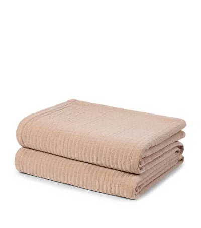 Hamam Cotton Airply Texture Blanket In Brown