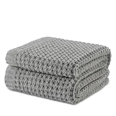 Hamam Dimension Knitted Lambswool Throw, 130 X 180 In Gray
