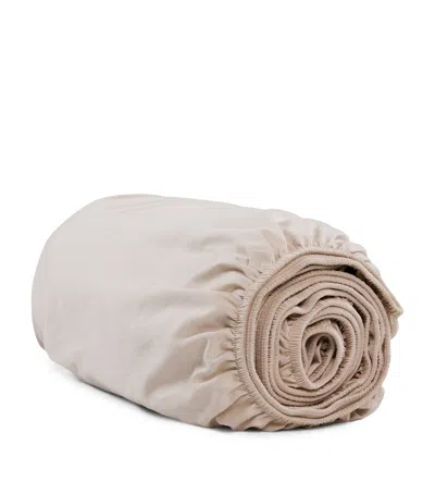 Hamam Organic Cotton Sateen Core Super King Fitted Sheet In Silver