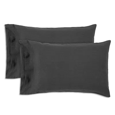 Hamam Wrinkle Washed Linen Casual Pillowcase Pair, King In Gray