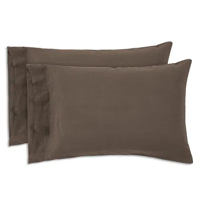 Hamam Wrinkle Washed Linen Casual Pillowcase Pair, Queen In Brown
