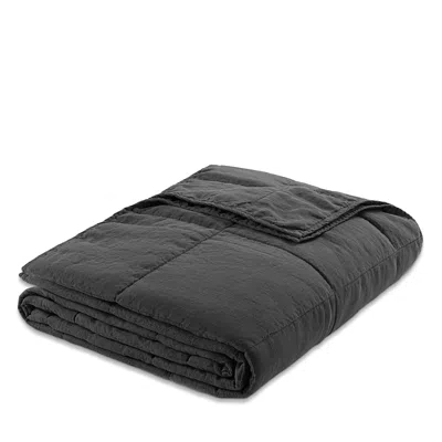 Hamam Wrinkle Washed Linen Quilted Bedspread, Queen In Black