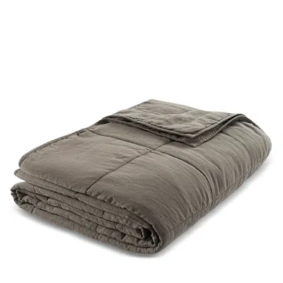 Hamam Wrinkle Washed Linen Quilted Bedspread, Queen In Brown