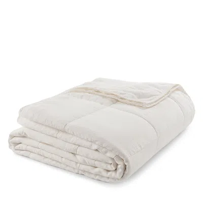 Hamam Wrinkle Washed Linen Quilted Bedspread, Queen In White