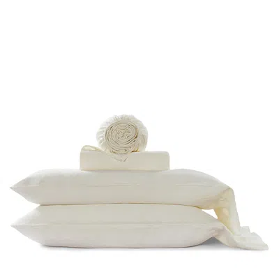 Hamam Wrinkle Washed Linen Sheet Set, King In White