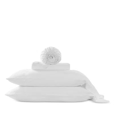 Hamam Wrinkle Washed Linen Sheet Set, Queen In White