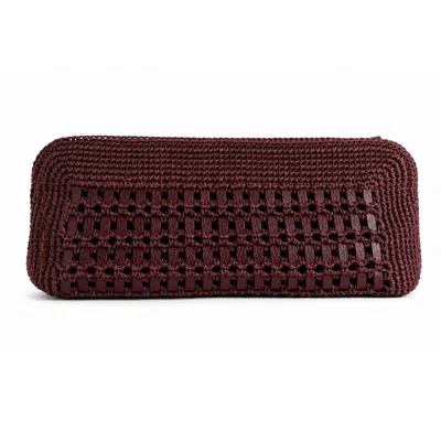 Hamel Atelier Women's Handwoven Leather Raffia Clutch / Clared Red