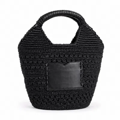 Hamel Atelier Women's Handwoven Raffia & Leather Handbag - Black