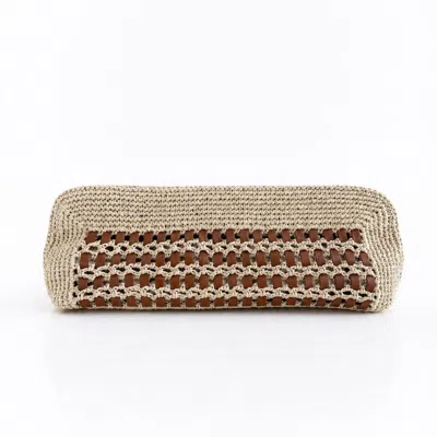 Hamel Atelier Women's Neutrals Handwoven Leather Raffia Clutch / Beige-brown