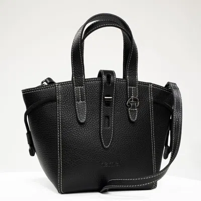 Hamel Atelier Women's Spiga Leather Tote Bag - Black/white