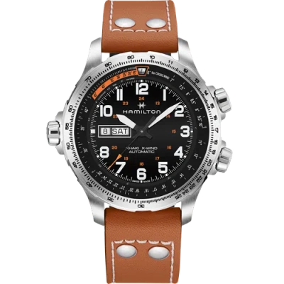 Pre-owned Hamilton - H77755533 - Khaki Aviation X-wind Day Date Auto Office Automatic 4
