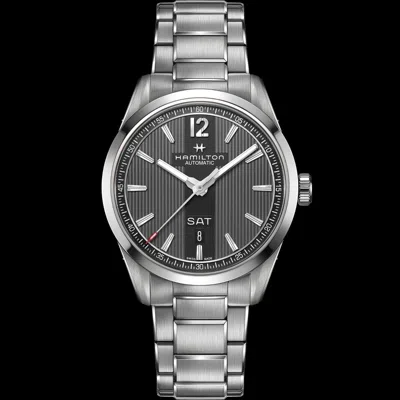 Pre-owned Hamilton $1045 Mens Silver Automatic Day/date Broadway Swiss Watch H43515135