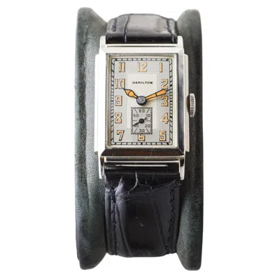 Pre-owned Hamilton 14k Solid White Gold Art Deco Watch With Presentation Back From 1932
