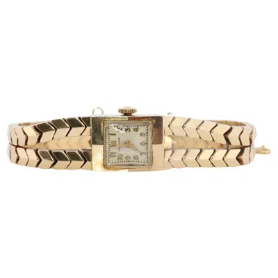 Pre-owned Hamilton 14k Yellow Gold Watch. Heavy 14k Ladies Mid-century Mechanic Watch.