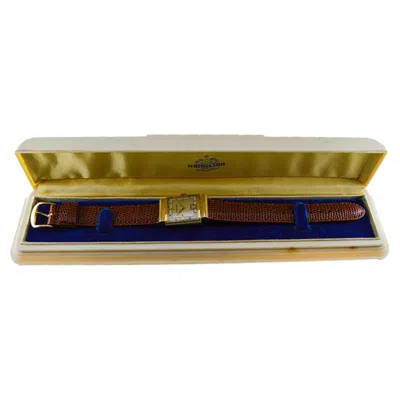 Pre-owned Hamilton 14kt Gold "midas" Art Deco Watch 1940's With Original Dial Strap & Box In Multi