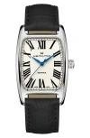 Hamilton American Boulton Leather Strap Watch, 34.5mm X 38mm In Black/white/silver