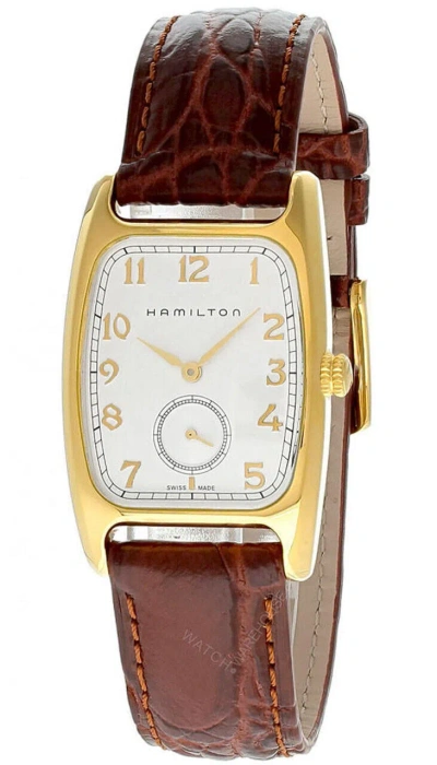 Pre-owned Hamilton American Classic Boulton Quartz Leather Men's Watch H13431553