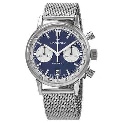 Pre-owned Hamilton American Classic Intra-matic Chronograph Automatic Blue Dial Men's