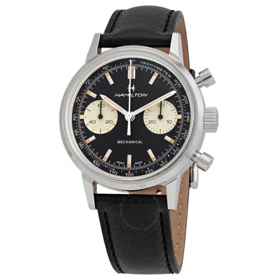 Hamilton American Classic Intra-matic Chronograph Mechanical Black Dial Men's Watch H38429730 In Silver Tone/black