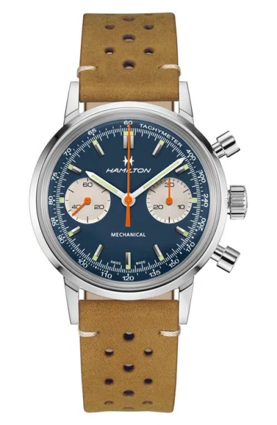 Hamilton American Classic Intra‑matic Chronograph Watch Gift Set, 40mm In Brown