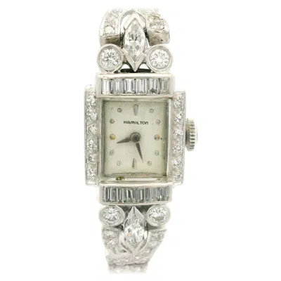Pre-owned Hamilton Antique Art Deco Platinum 3.72ctw Old Diamond Fancy Wrist Watch Bracelet In Multi