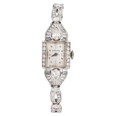 Pre-owned Hamilton Antique  4.80cts Diamond Platinum Ladies Cocktail Watch In Multi
