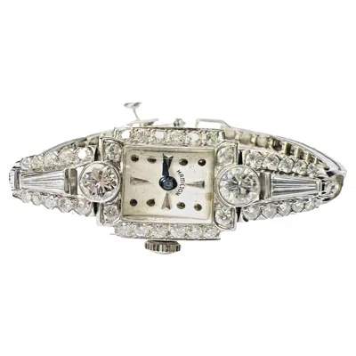 Pre-owned Hamilton Art Deco 14k White Gold  2.5ctw Diamond Watch 22.1g