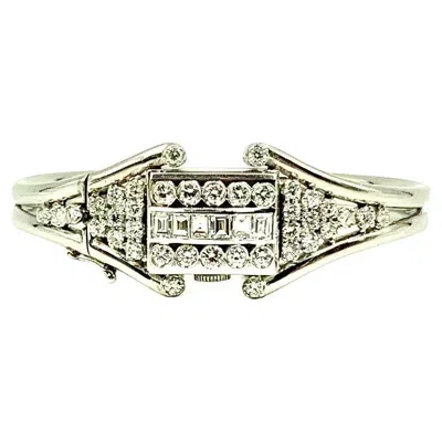 Pre-owned Hamilton Art Deco Platinum Diamond Bracelet With  Watch, 3.75 Tcw In Multi
