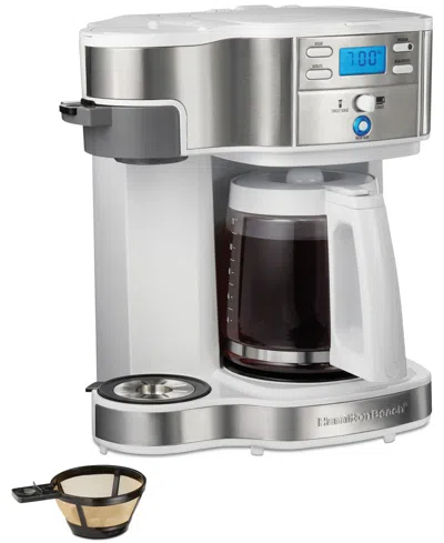Hamilton Beach 2-way Programmable Single Serve & 12-cup Coffee Maker In White