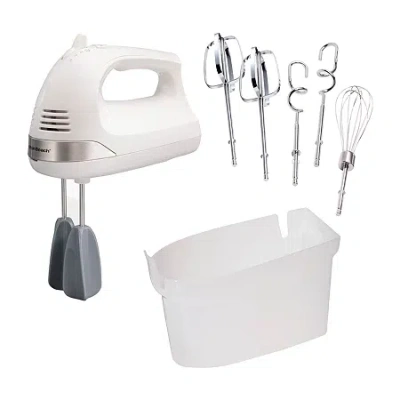Hamilton Beach 6 Speed Hand Mixer With Snap-on Case And Easy Clean Beaters In White