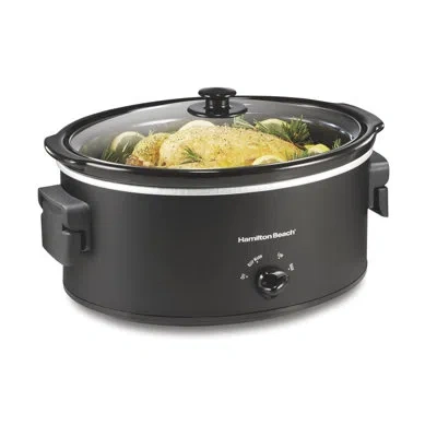 Hamilton Beach 7 Quart Slow Cooker With Folding Handles, Large Capacity, Serves 8+, Matte Black, 33174