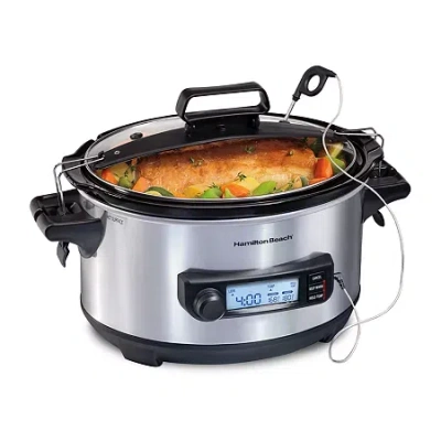 Hamilton Beach Advanced Temp Tracker Slow Cooker In Silver