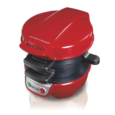 Hamilton Beach Breakfast Sandwich Maker With Egg Cooker Ring In Red