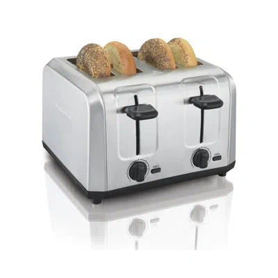 Hamilton Beach ® Brushed Stainless Steel 4-slice Toaster With Extra Wide Slots For Bagels, Shade Selector, Toast Bo