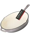 Hamilton Beach Cast Iron Fry Pan Cream Enamel Coat In Gray