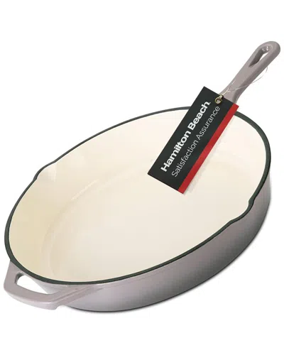 HAMILTON BEACH HAMILTON BEACH CAST IRON FRY PAN CREAM ENAMEL COAT