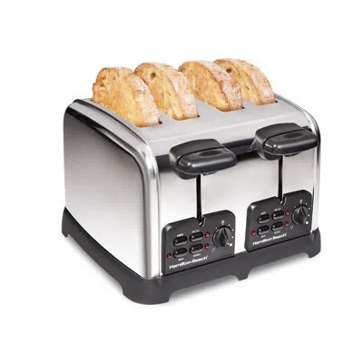 Hamilton Beach ® Classic Stianless Steel 4-slice Toaster With Wide Slots, Sure-toast Technology, Bagel & Defrost S In Silver