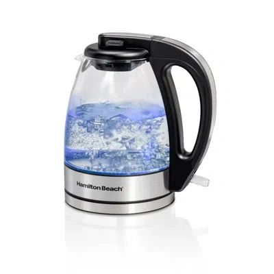 Hamilton Beach ® Compact 1 Liter Glass Electric Tea Kettle With Cordless Serving, Auto-shutoff & Boil-dry Protectio In Black