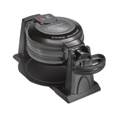 Hamilton Beach ® Double Belgian Waffle Maker Removable Nonstick Plates In Black