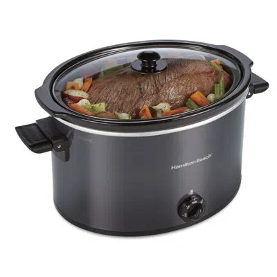 Hamilton Beach ® Extra Large 10 Quart Slow Cooker With Full-grip Folding Handles For Easy Carrying And Compact Stor In Charcoal Gray