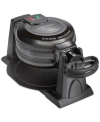 Hamilton Beach Nonstick Rotating Double Belgian Waffle Maker In Black
