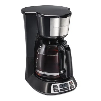 Hamilton Beach Programmable 12 Cup Coffee Maker Stainless Steel Accents In Black