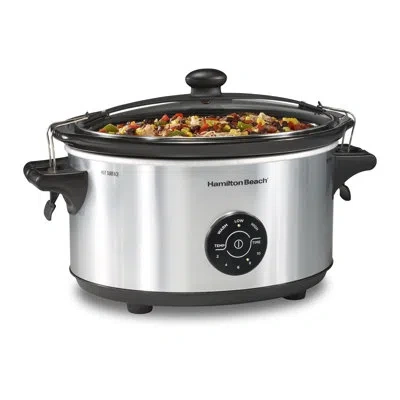 Hamilton Beach Programmable Stay Or Go® Slow Cooker, 7 Quart Capacity, Silver, 33770