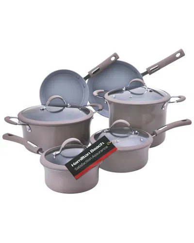 HAMILTON BEACH HAMILTON BEACH SET OF 10PC ALUM COOKWARE GREY CERA